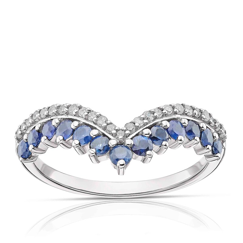 9ct White Gold Sapphire 0.11ct Diamond Shaped Eternity Ring