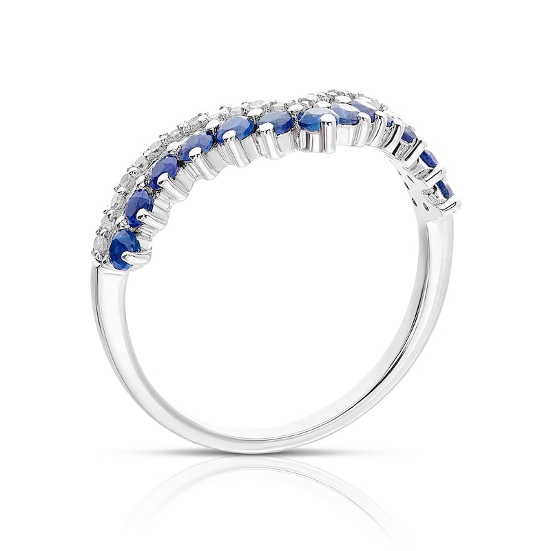 Main Image 3 of 9ct White Gold Sapphire 0.11ct Diamond Shaped Eternity Ring