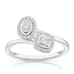 9ct White Gold 0.25ct Total Diamond Two Stone Ring