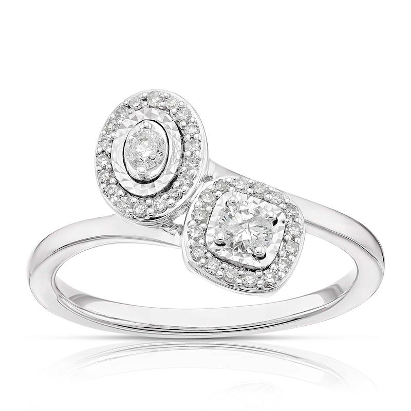 Main Image 1 of 9ct White Gold 0.25ct Total Diamond Two Stone Ring