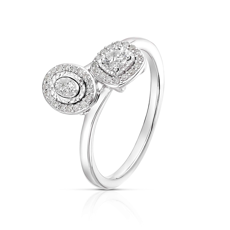 Main Image 2 of 9ct White Gold 0.25ct Total Diamond Two Stone Ring