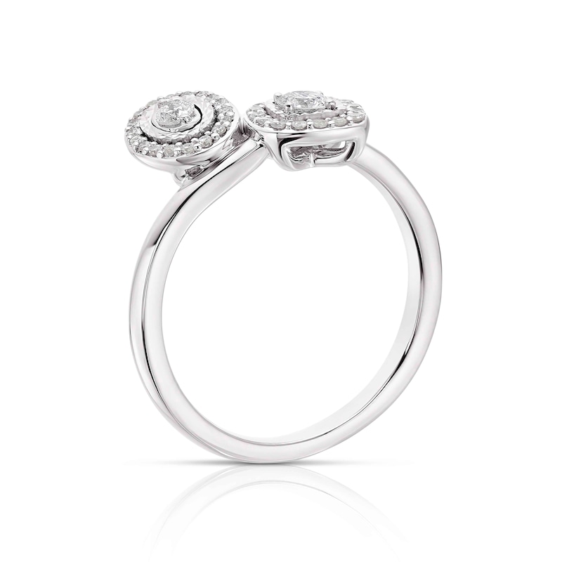 Main Image 3 of 9ct White Gold 0.25ct Total Diamond Two Stone Ring