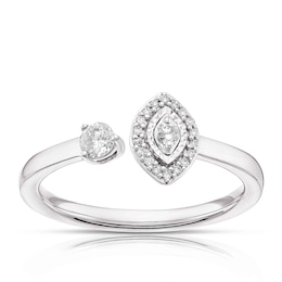 9ct White Gold 0.15ct Total Diamond Open Two Stone Ring