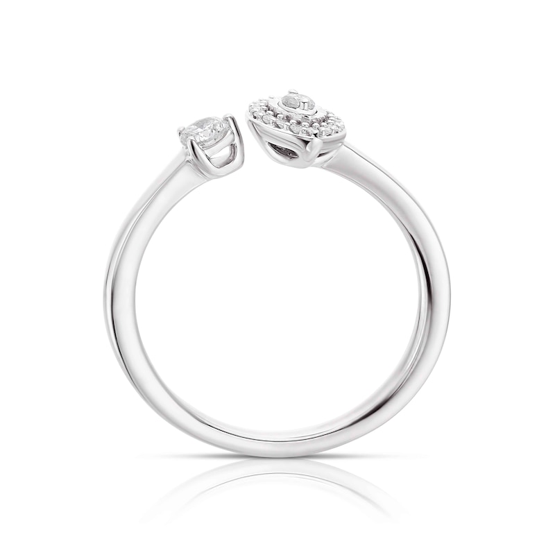 Main Image 3 of 9ct White Gold 0.15ct Total Diamond Open Two Stone Ring