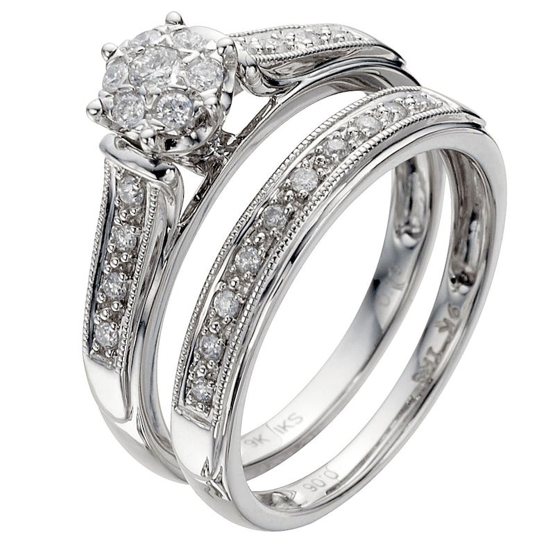Main Image 1 of Perfect Fit 9ct White Gold 0.25ct  Diamond Bridal Set
