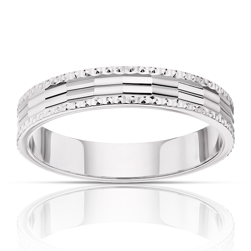 9ct White Gold 4mm Patterned Wedding Band