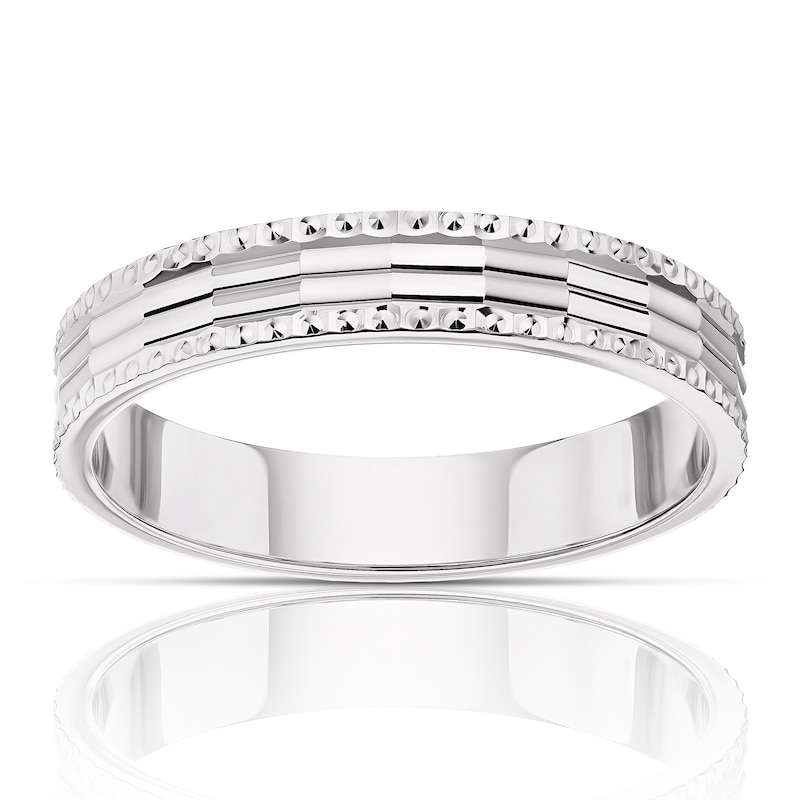 Main Image 1 of 9ct White Gold 4mm Patterned Wedding Band