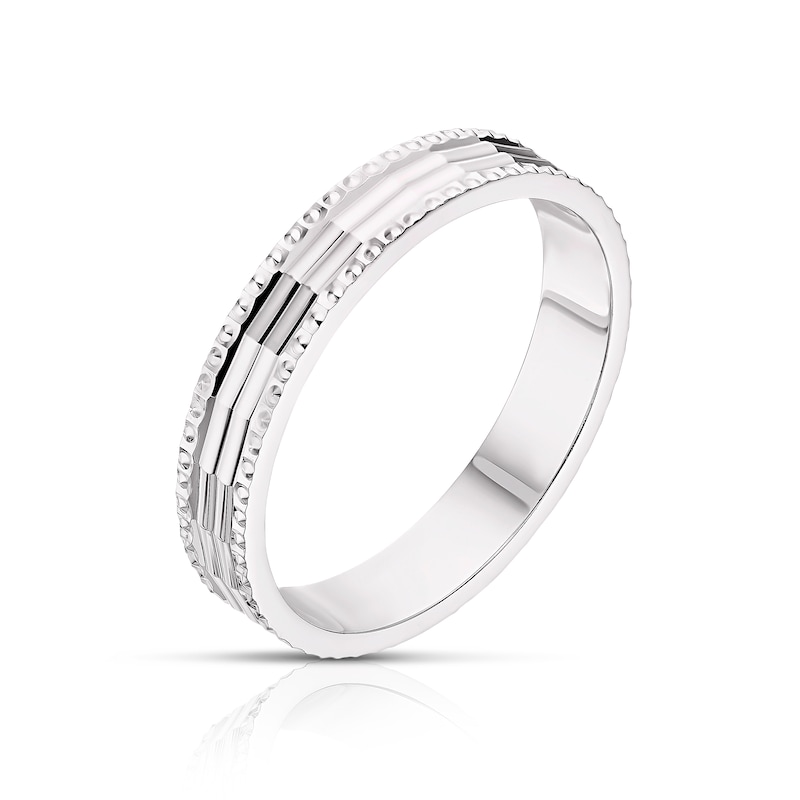 Main Image 2 of 9ct White Gold 4mm Patterned Wedding Band