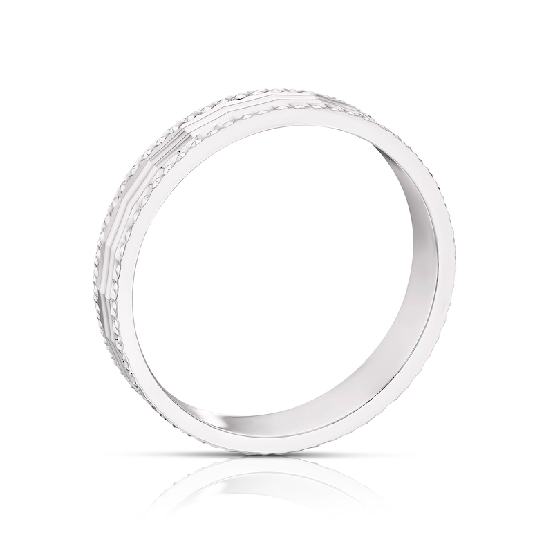 9ct White Gold 4mm Patterned Wedding Band