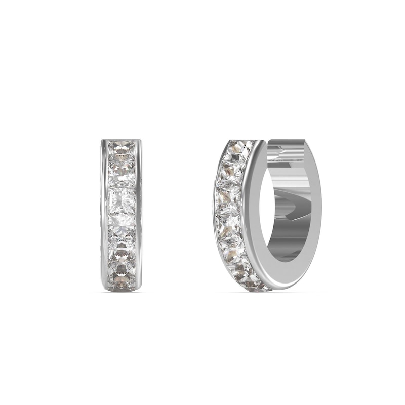 Main Image 1 of Guess Rhodium Plated Steel Crystal Hoop Earrings