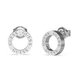 Guess Rhodium Plated Pavé Set Crystal Stud Earrings