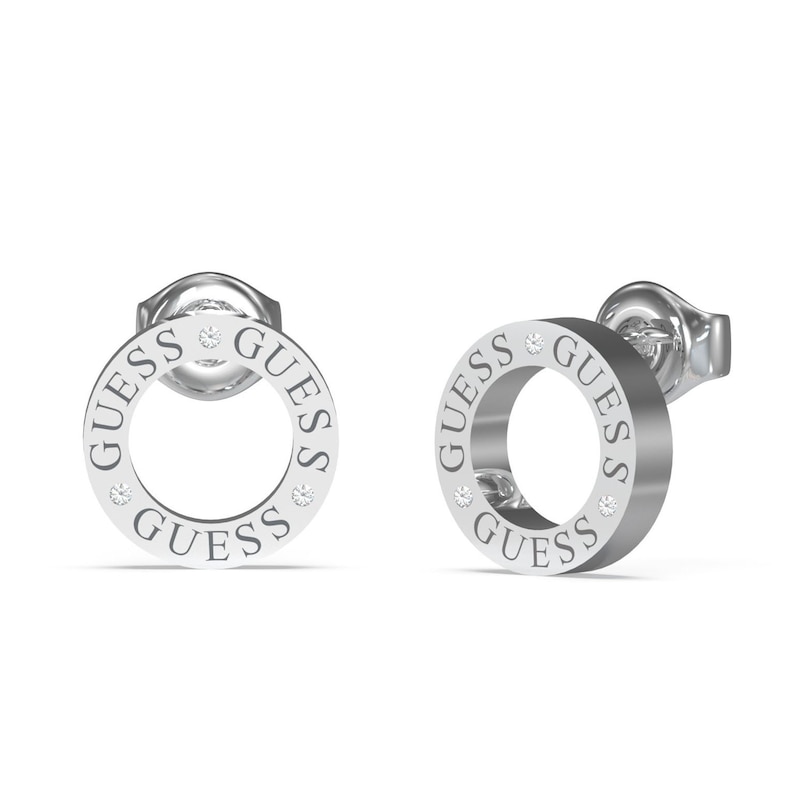 Main Image 1 of Guess Rhodium Plated Pavé Set Crystal Stud Earrings