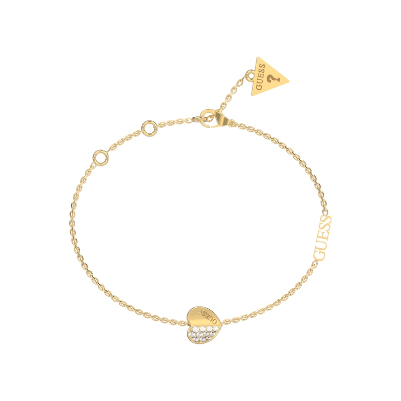 Guess Gold Plated Steel Pavé Crystal Heart Bracelet