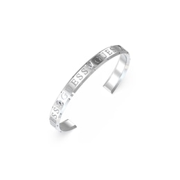 Guess Logo Rhodium Plated Steel Crystal Bangle
