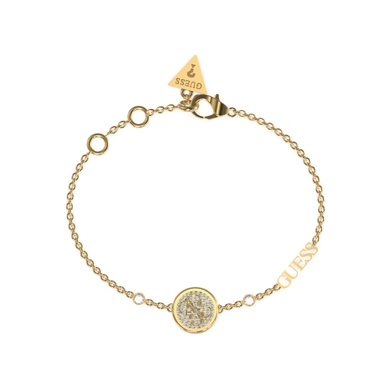 Guess 4G Gold Tone Pavé Set Crystal Coin Bracelet