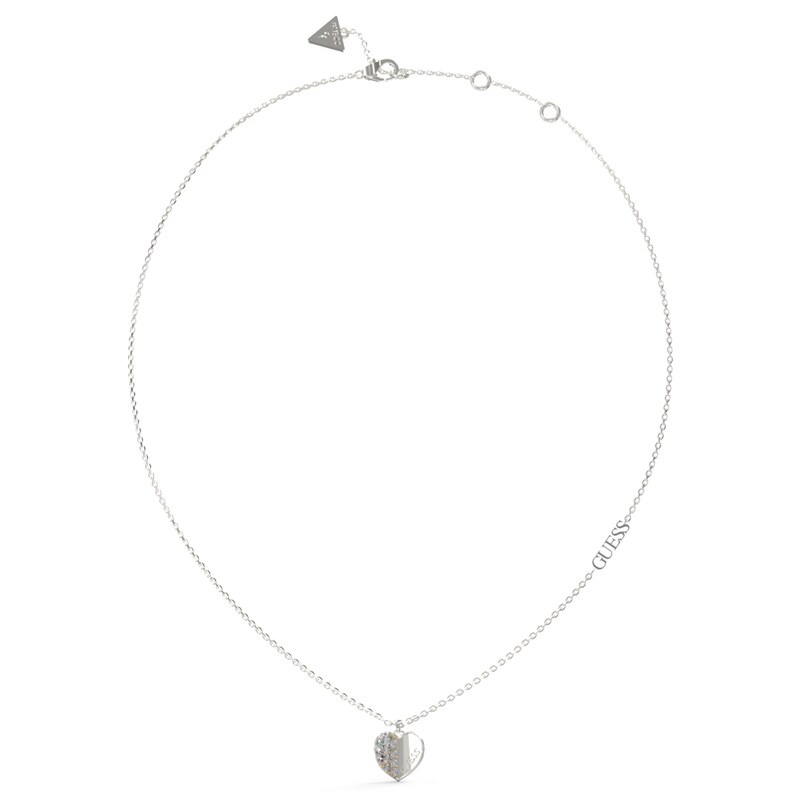 Main Image 1 of Guess Rhodium Plated Steel Pave Crystal Heart Pendant