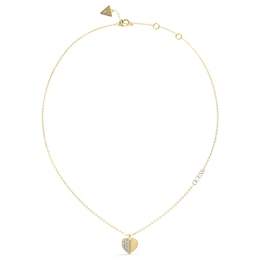 Guess Gold Plated Steel Pavé Crystal Heart Pendant