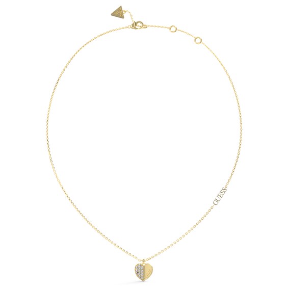 Guess Gold Plated Steel Pave Crystal Heart Pendant