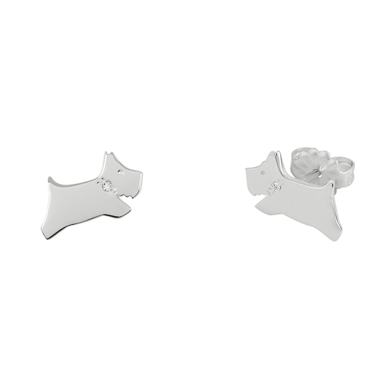 Radley Ladies Sterling Silver Diamond Jumping Dog Earrings