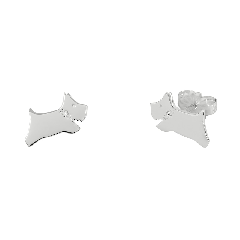 Radley Ladies Sterling Silver Diamond Jumping Dog Earrings | H.Samuel