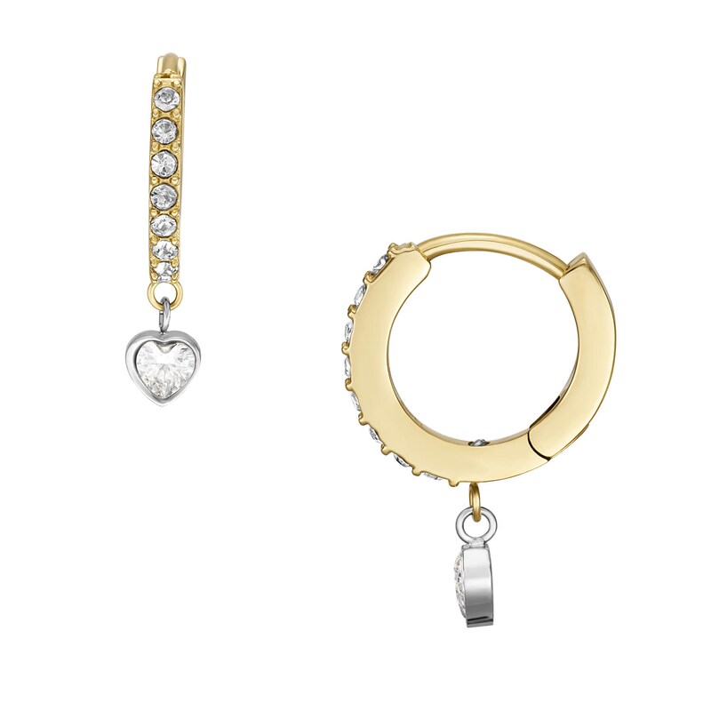 Fossil Sadie Tokens Of Affection Two Tone Hoop Earrings