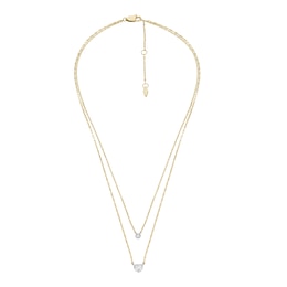 Fossil Sadie Tokens Of Affection Gold Tone Steel Necklace