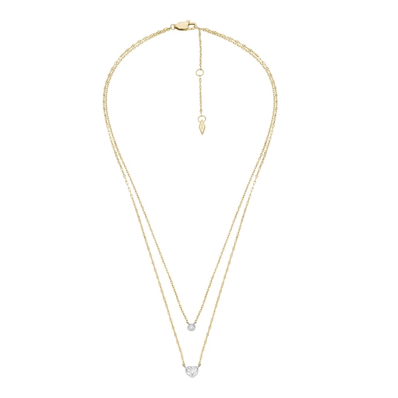 Fossil Sadie Tokens Of Affection Gold Tone Steel Necklace