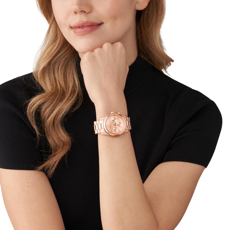 Michael Kors Runway Ladies’ Rose Gold Tone Bracelet Watch