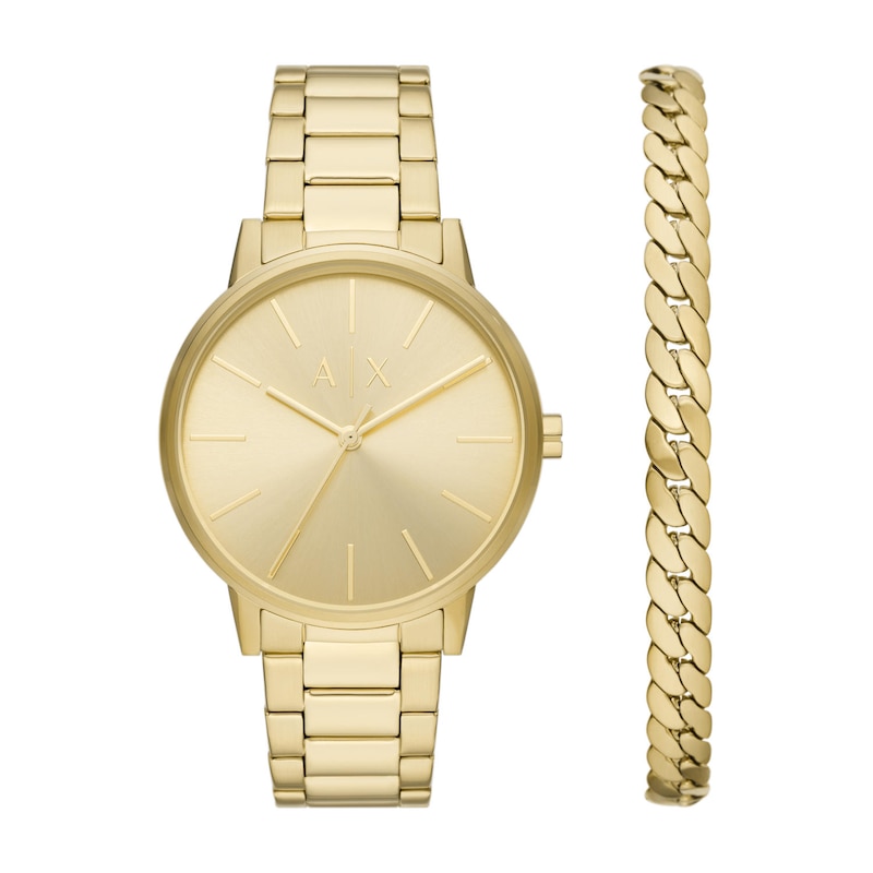 Main Image 2 of Armani Exchange Men's Gold Tone Bracelet & Watch Gift Set