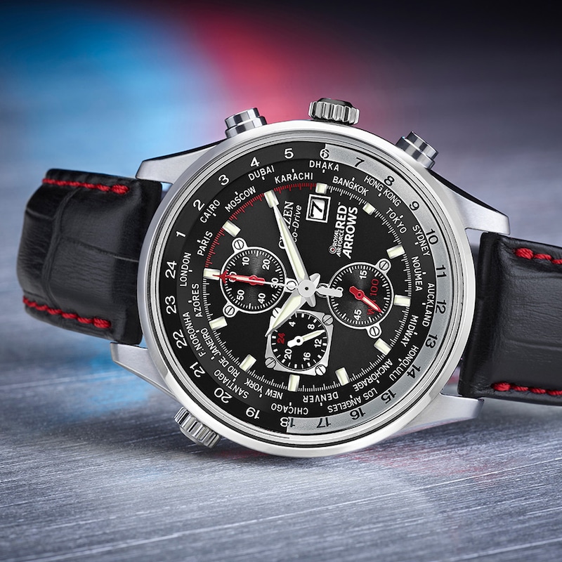 Main Image 4 of Citizen Red Arrows Black Leather Strap Chronograph Watch