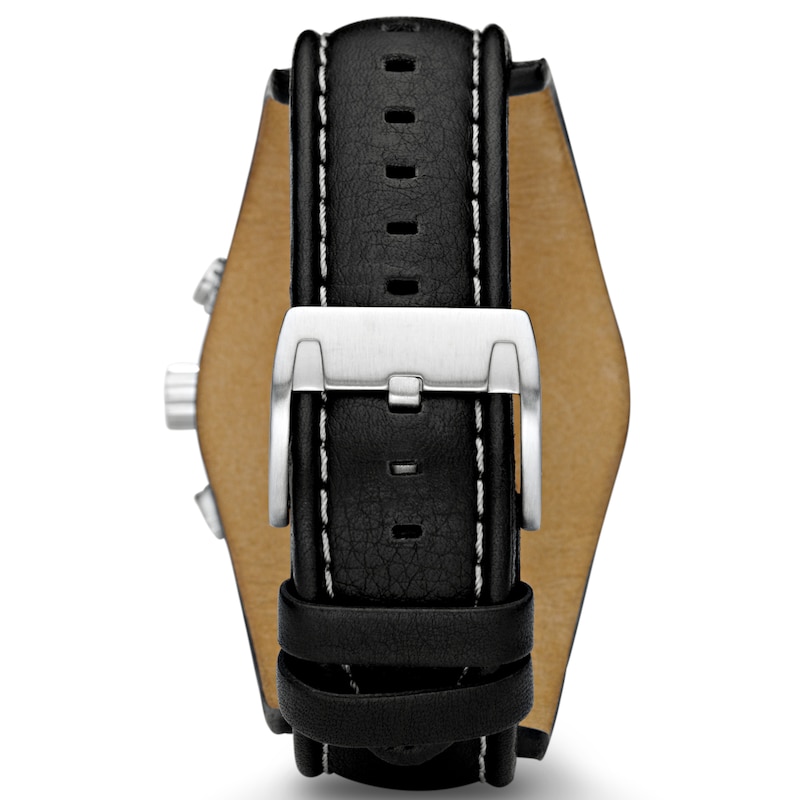 Main Image 3 of Fossil Men's Chronograph Black Leather Cuff Watch