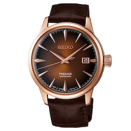 Seiko Presage Men's Brown Leather Strap Watch