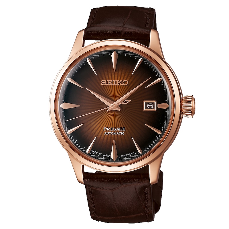 Seiko Presage Men's Brown Leather Strap Watch