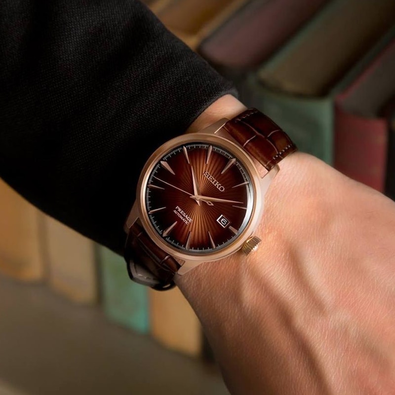 Main Image 2 of Seiko Presage Men's Brown Leather Strap Watch