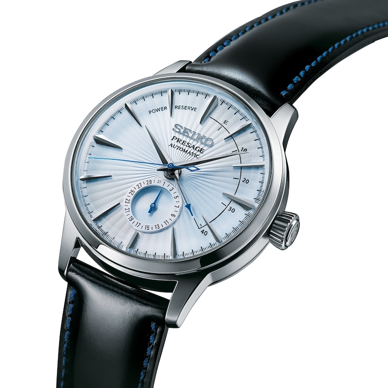 Main Image 2 of Seiko Presage Men's Blue Dial Black Leather Strap Watch