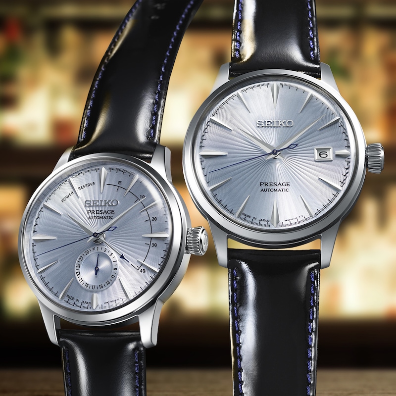 Main Image 3 of Seiko Presage Men's Blue Dial Black Leather Strap Watch
