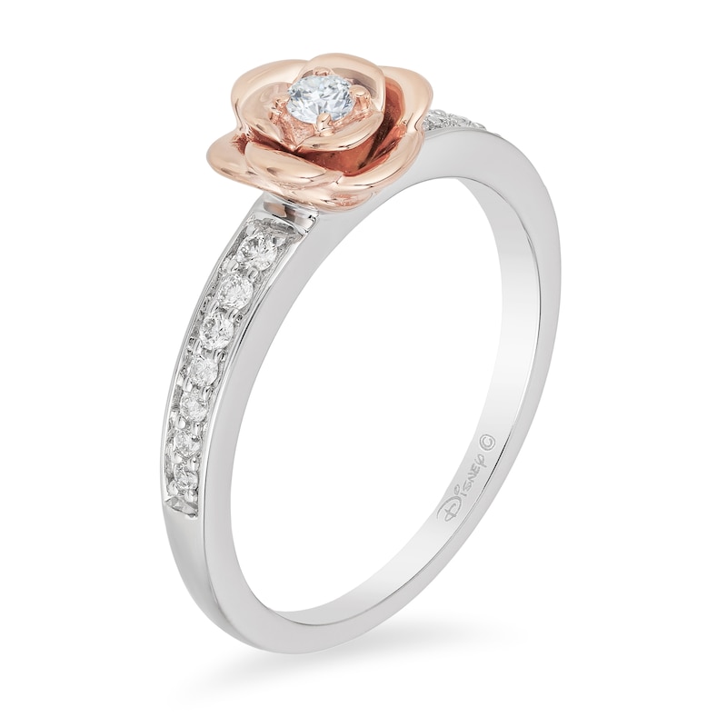 Main Image 2 of Enchanted Disney Fine Jewellery Rose Gold Diamond Belle Dainty Rose Ring