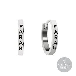 Farah Men's Stainless Steel Logo Huggie Hoop Earrings