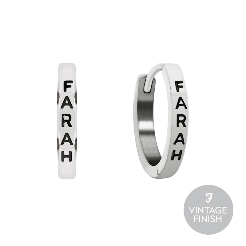 Main Image 1 of Farah Men's Stainless Steel Logo Huggie Hoop Earrings