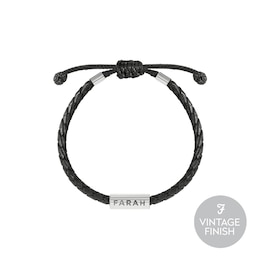 Farah Men's Black Plaited Leather Friendship Bracelet