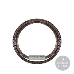 Farah Men's Brown Leather Double Wrap Bracelet