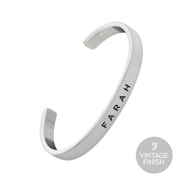 Farah Men's Stainless Steel Polished Open Etched Logo Bangle