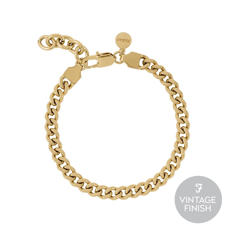 Main Image 1 of Farah Men's Burnished Gold Plated Flat Curb Bracelet