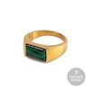 Thumbnail Image 0 of Farah Men's Gold Tone Faux Malachite Logo Ring (Size R)