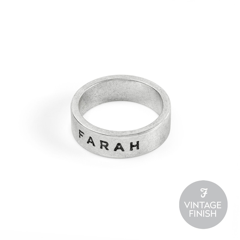 Farah Men's Stainless Steel Laser Etched Logo Ring (Size R)