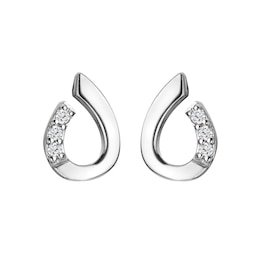 Hot Diamonds Rhodium Plated Sterling Silver Diamond Teardrop Earrings