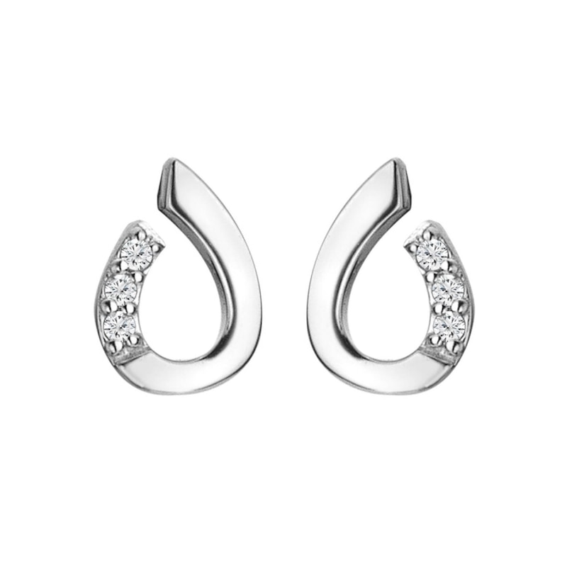 Hot Diamonds Rhodium Plated Silver Diamond Teardrop Earrings