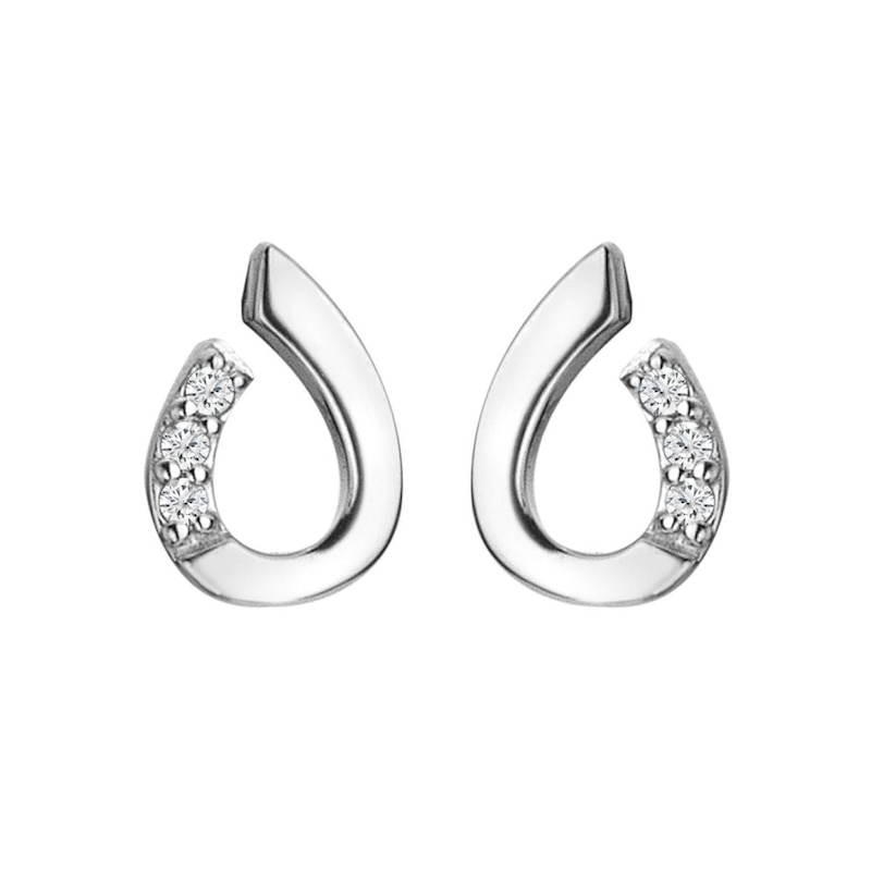 Main Image 1 of Hot Diamonds Rhodium Plated Sterling Silver Diamond Teardrop Earrings