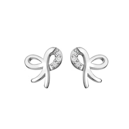 Hot Diamonds Rhodium Plated Sterling Silver Diamond Ribbon Earrings