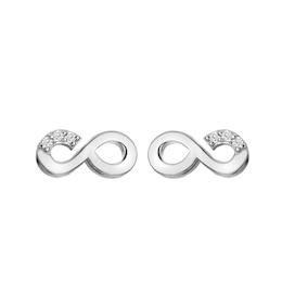 Hot Diamonds Rhodium Plated Silver Diamond Infinity Earrings